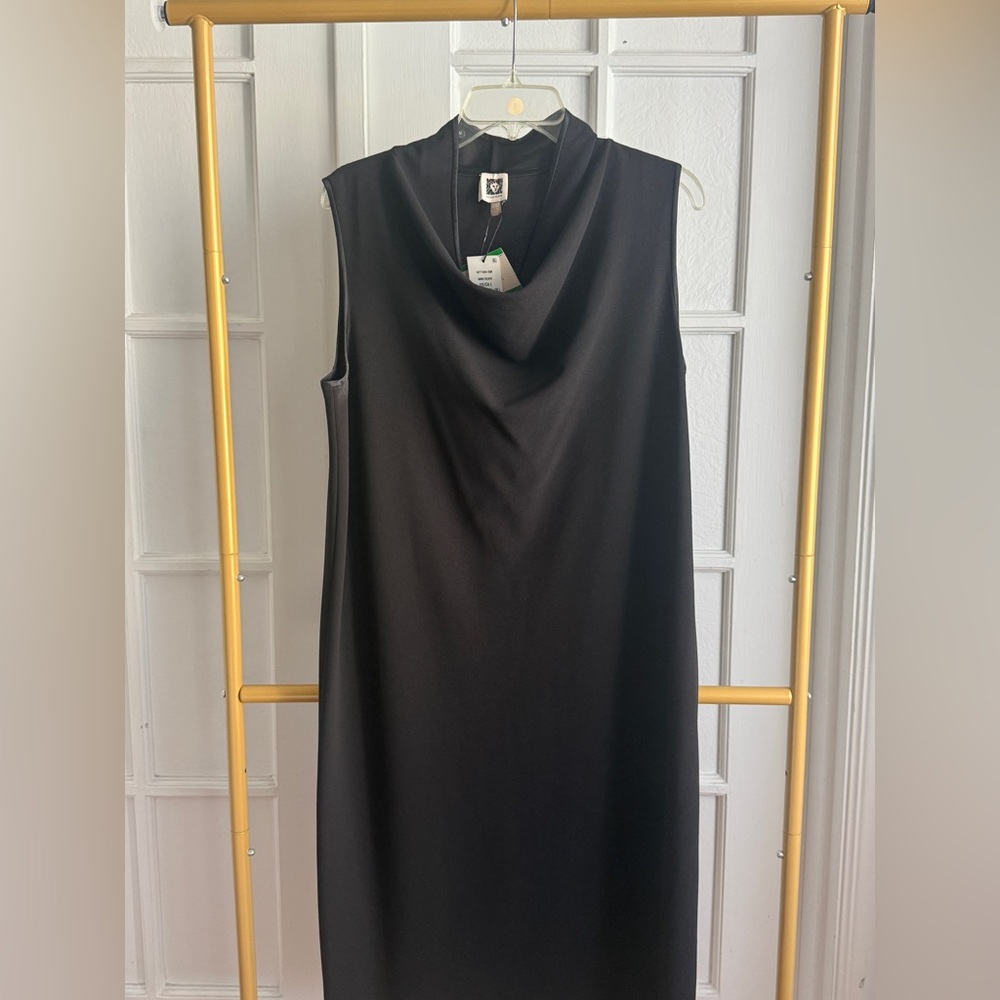 Anne Klein Black Cowl Neck Sleeveless Dress- Size L NWT